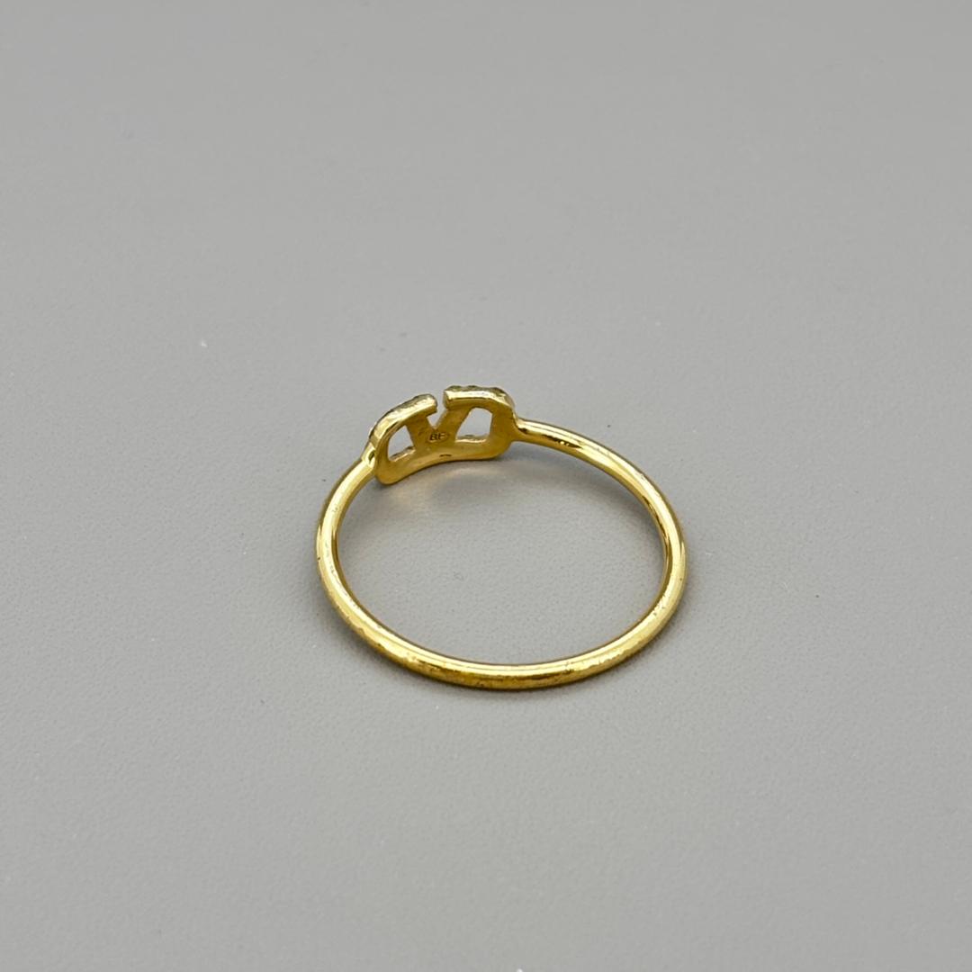 VALENTINO ロゴ ゴールド ラインストーン リング