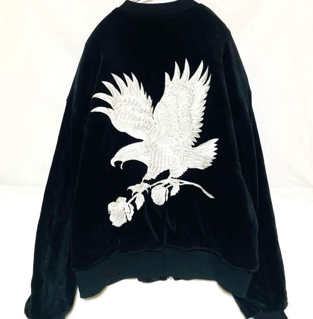 ダンケシェーン 刺繍 ベロア スカジャン オーバーサイズ 顔虎 鷹 イーグル 虎