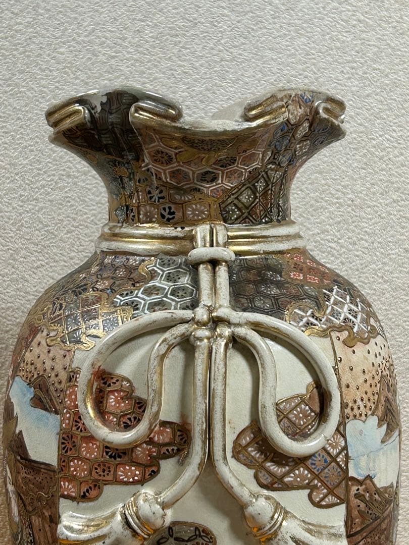 幕末　薩摩焼　金彩人物紋大瓶　共箱　送料込み250108