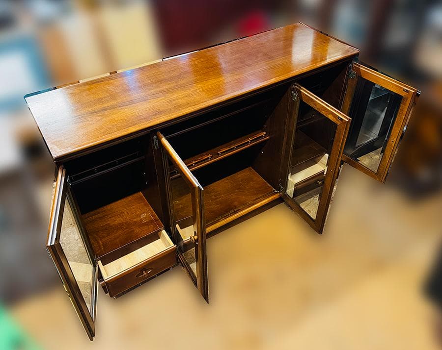 カリモク家具 リビングボード W148cm ガラス キャビネット 飾り棚