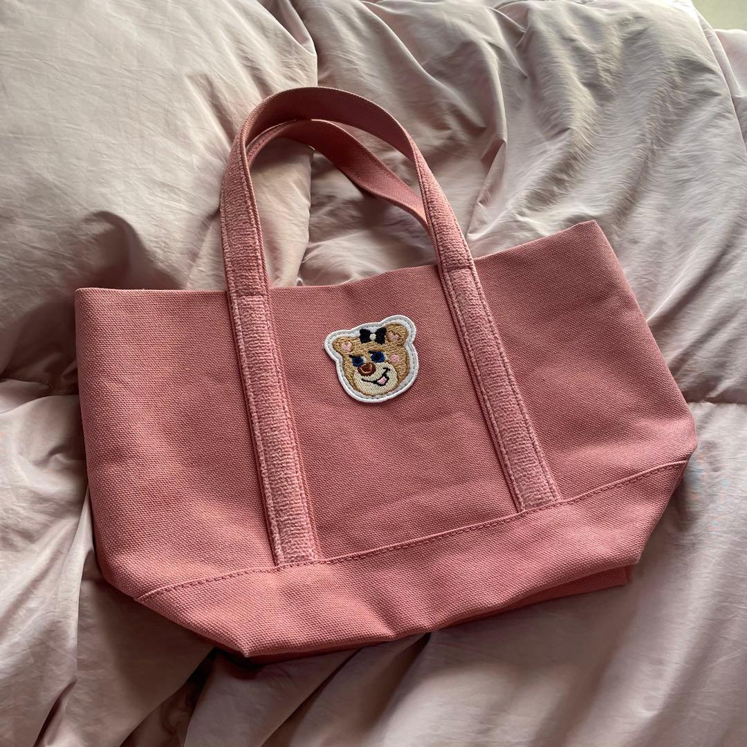 LOVELY ピンク クマ刺繍 トートバッグ