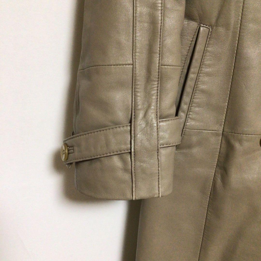 レッキスファー 本革 羊革 ロングコート ダブルブレスト 中綿 レアカラー 9