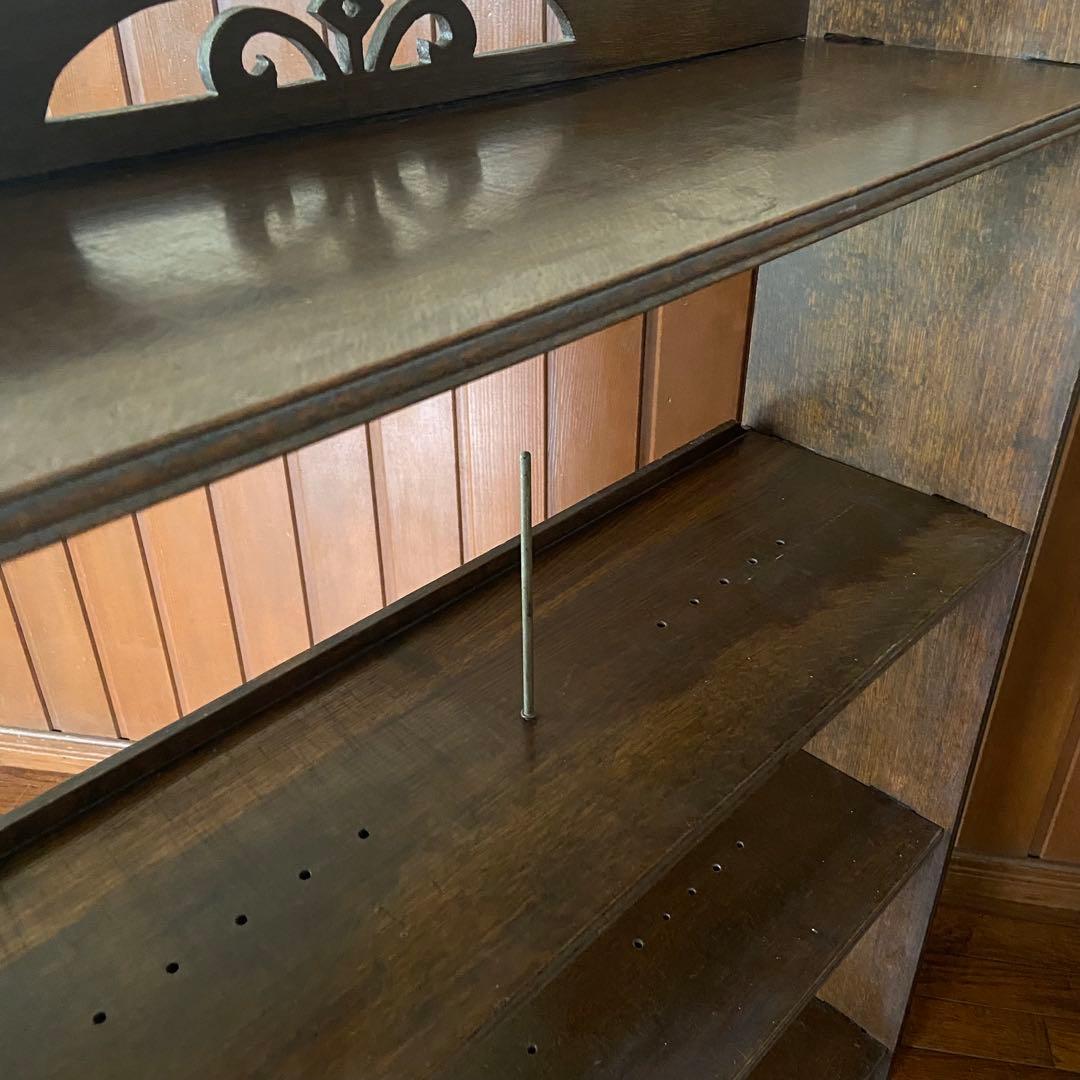 アンティーク　古い本棚　レトロ　楔棚　オープンラック　くさび棚　本止め棒付き