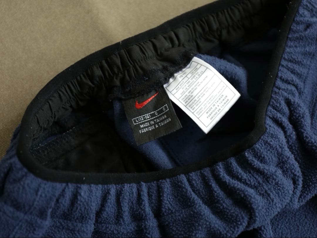90s 台湾製 NIKE フリースパンツ ネイビー 裾スウォッシュ