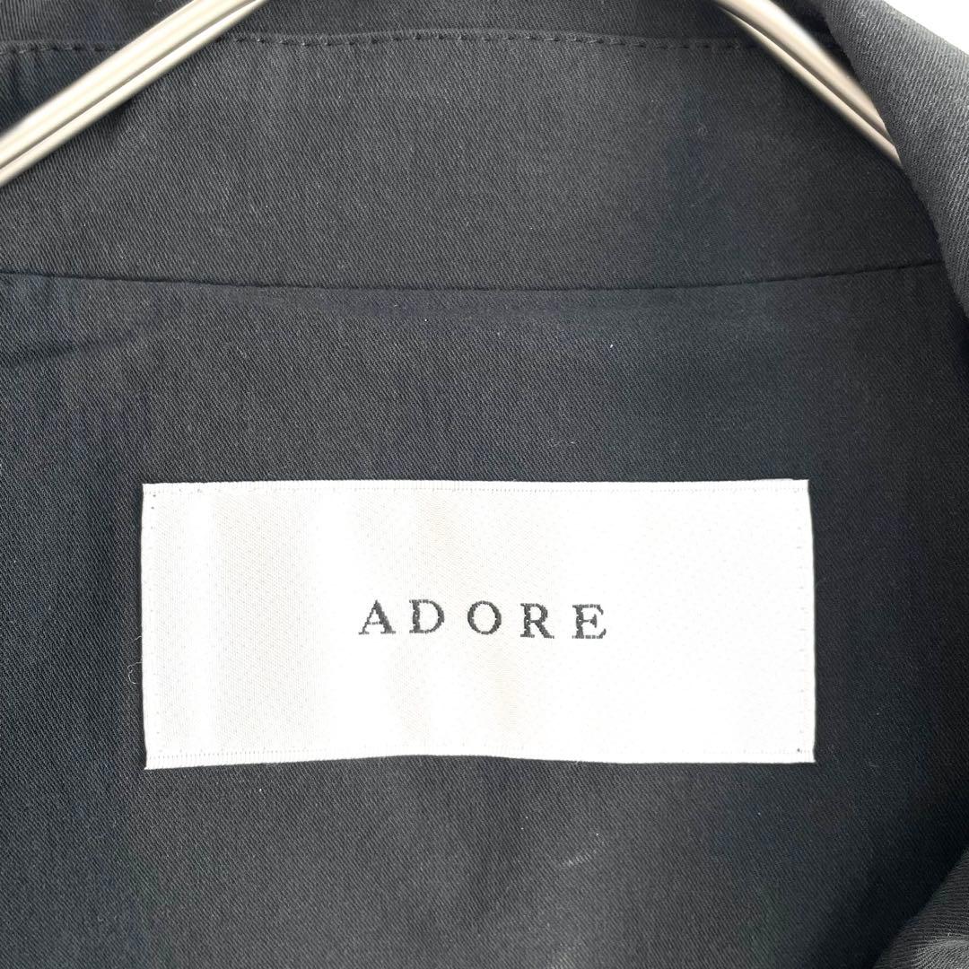 4490 【美品】アドーア ベルト付き ショート丈コート S 黒 トレンチコート