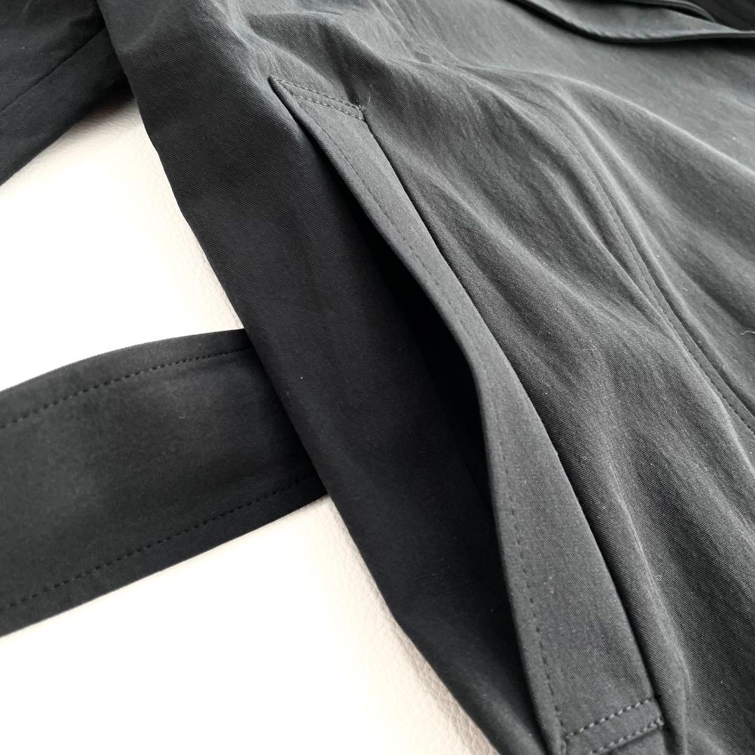 4490 【美品】アドーア ベルト付き ショート丈コート S 黒 トレンチコート