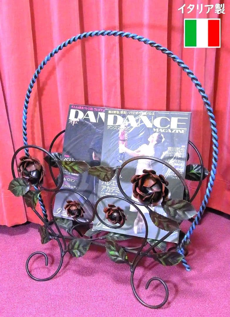 正規品 輸入雑貨 イタリア製品 ヨーロピアン ローズ アイアン マガジンラック