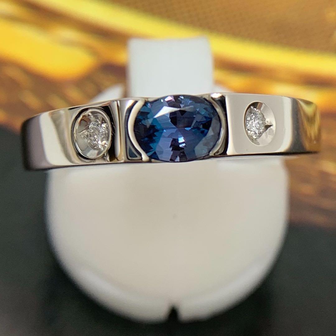 Pt900 アレキサンドライト　0.48 ダイヤモンド　0.04 リング　指輪