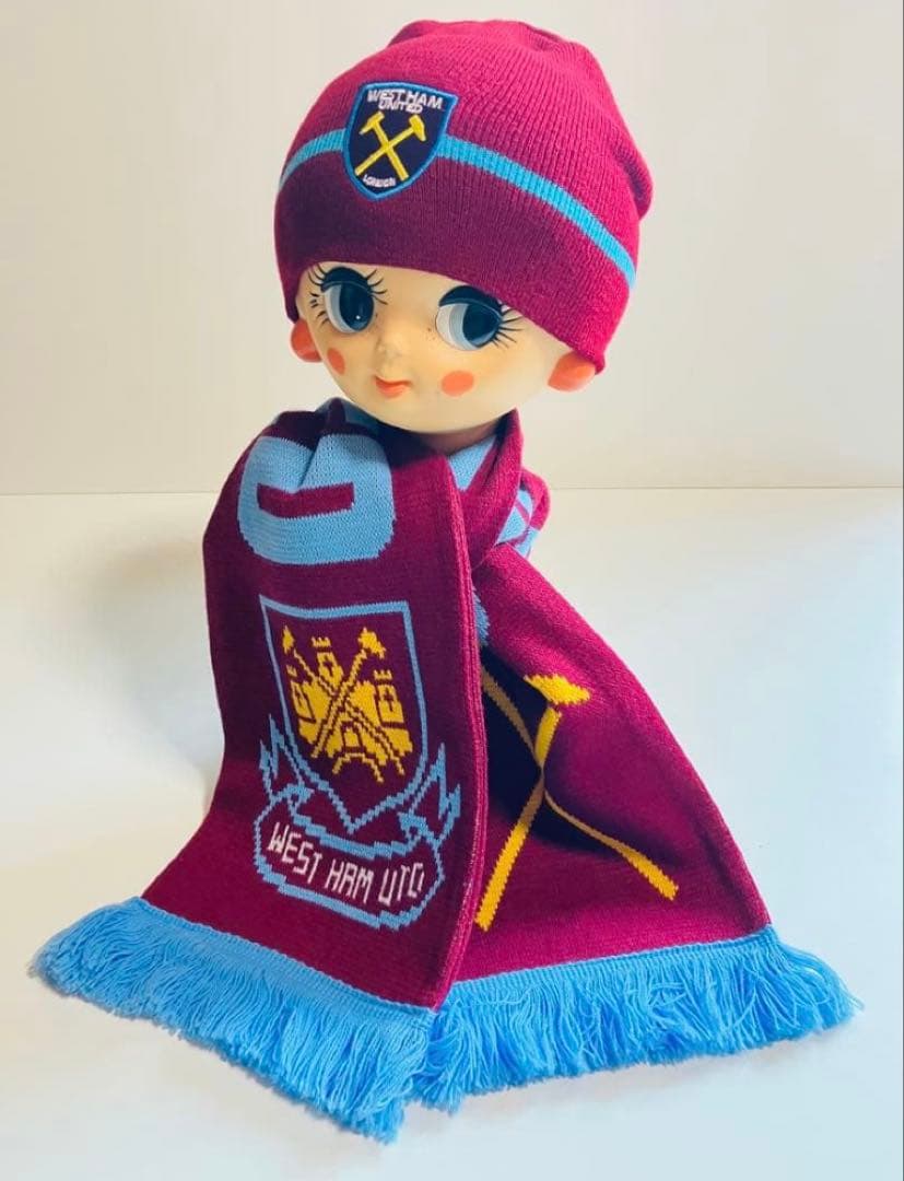 【1点物】ウエストハムユナイテッドFC ニットキャップマフラーセット ビンテージ