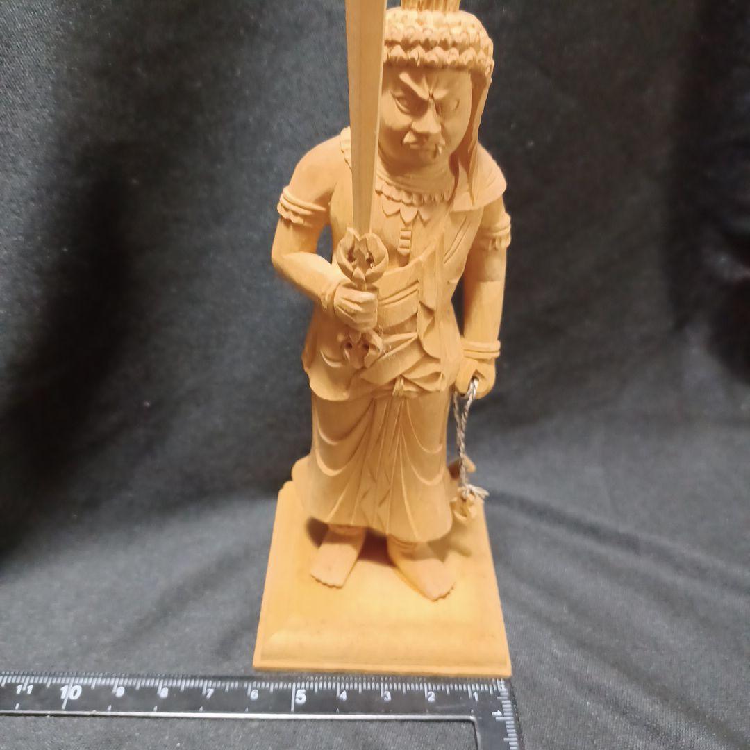 木彫仏像 不動明王　仏教美術 精密細工 　高さ14.5cm