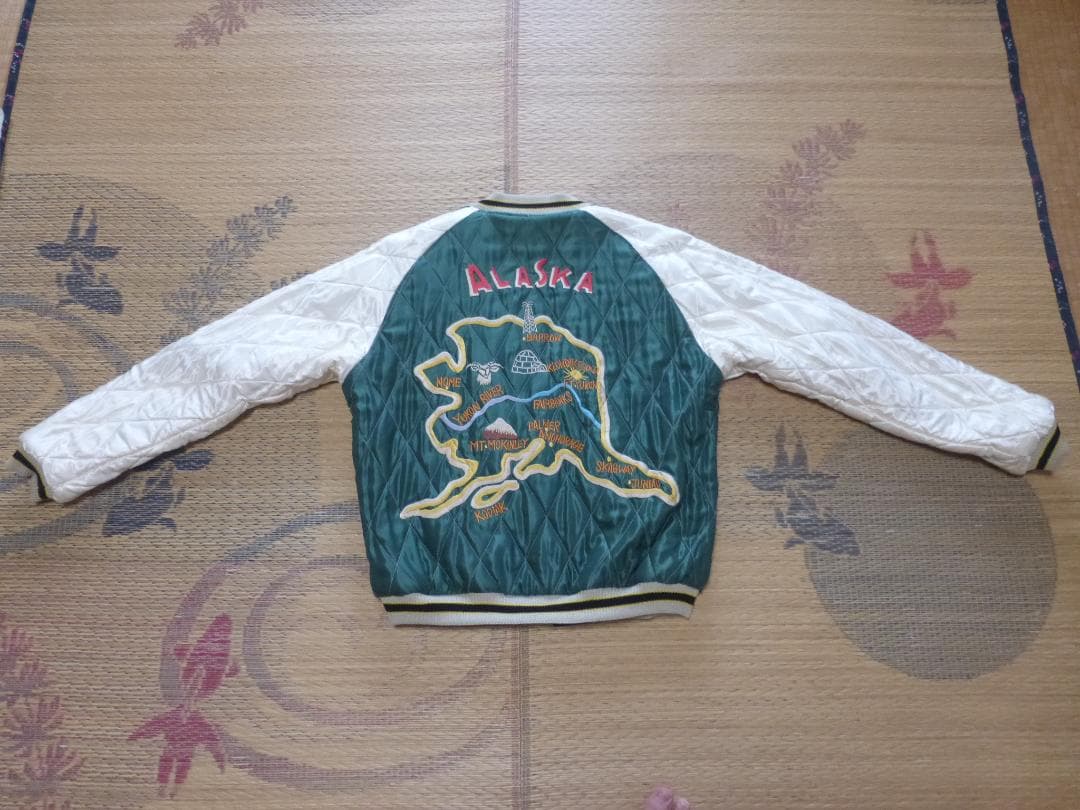 ☆テーラー東洋◆スカジャン《 ポーラーベア × アラスカマップ 》別珍XL☆