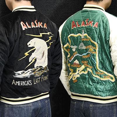 ☆テーラー東洋◆スカジャン《 ポーラーベア × アラスカマップ 》別珍XL☆