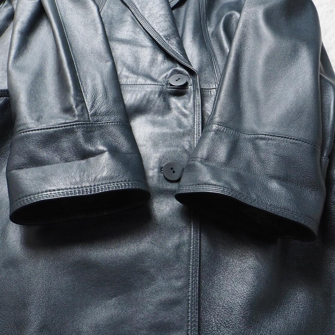 イタリアンラムレザー 絵夢里 EMURI レザーコート ネイビー レディース