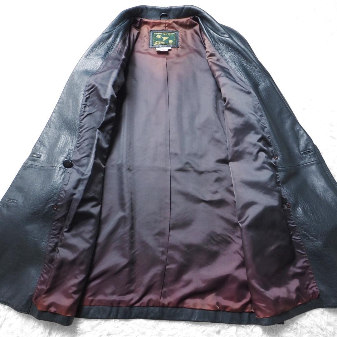 イタリアンラムレザー 絵夢里 EMURI レザーコート ネイビー レディース