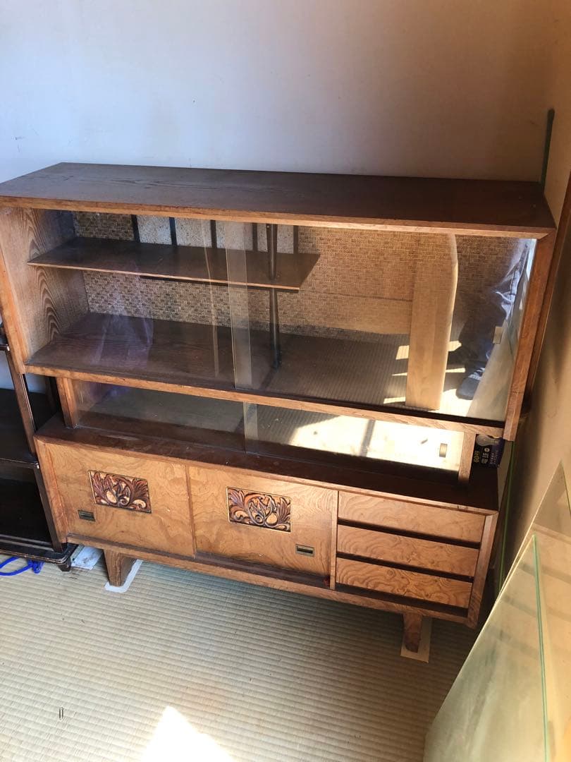 GY0328 和風引戸棚　木製　茶箪笥　食器棚　小物入れ　収納棚　昭和レトロ