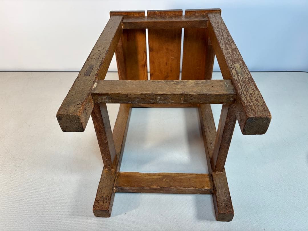 ヴィンテージ　木製スツール　角椅子　古道具　古家具
