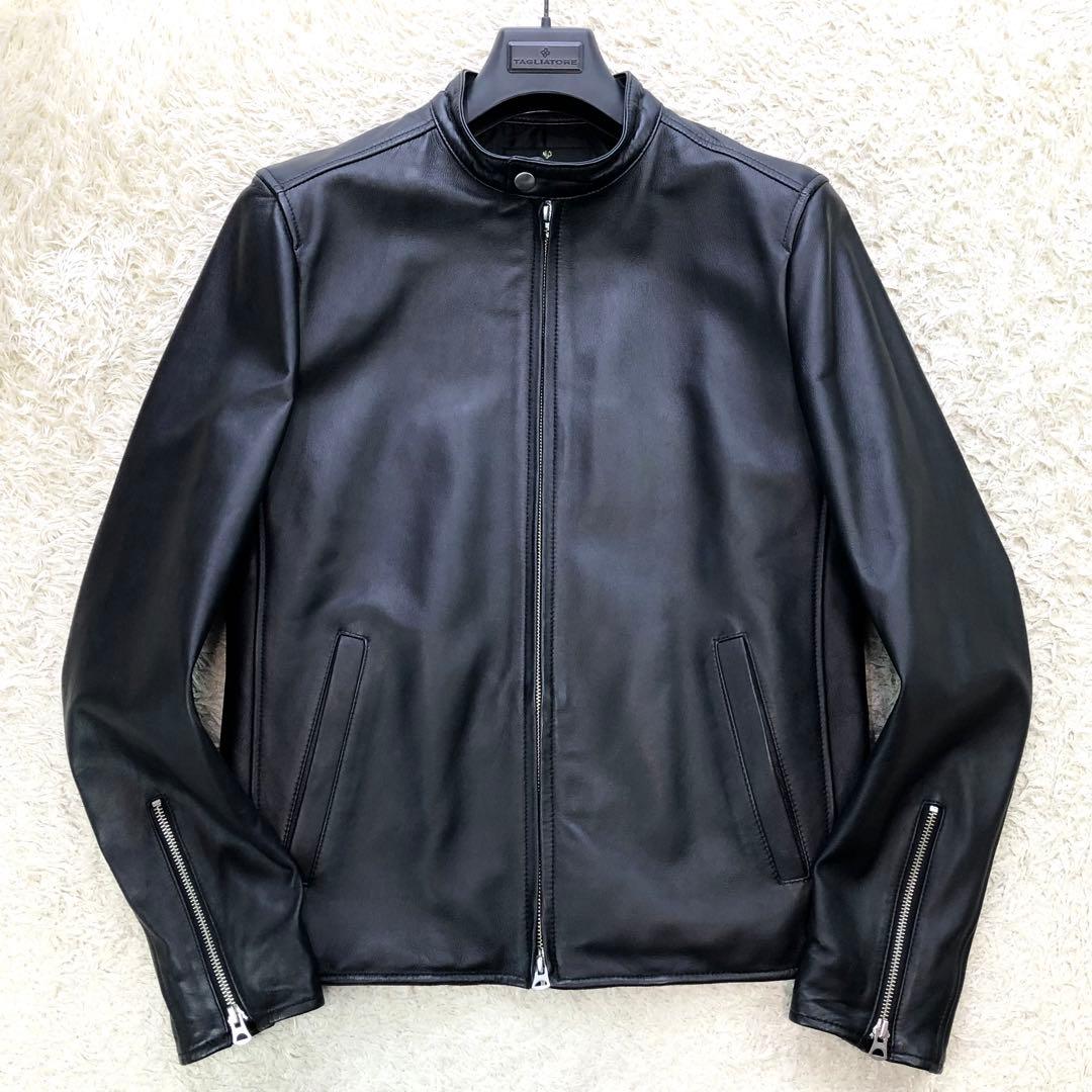 美品⭐ナノユニバース シングル ライダース 羊革 ラムレザー L ブラック 黒