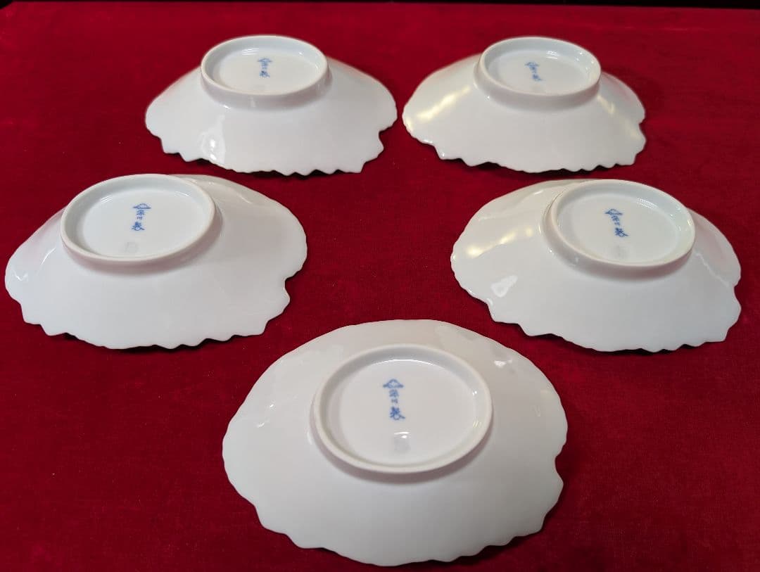 牡丹彫　取り皿一式　深川製磁