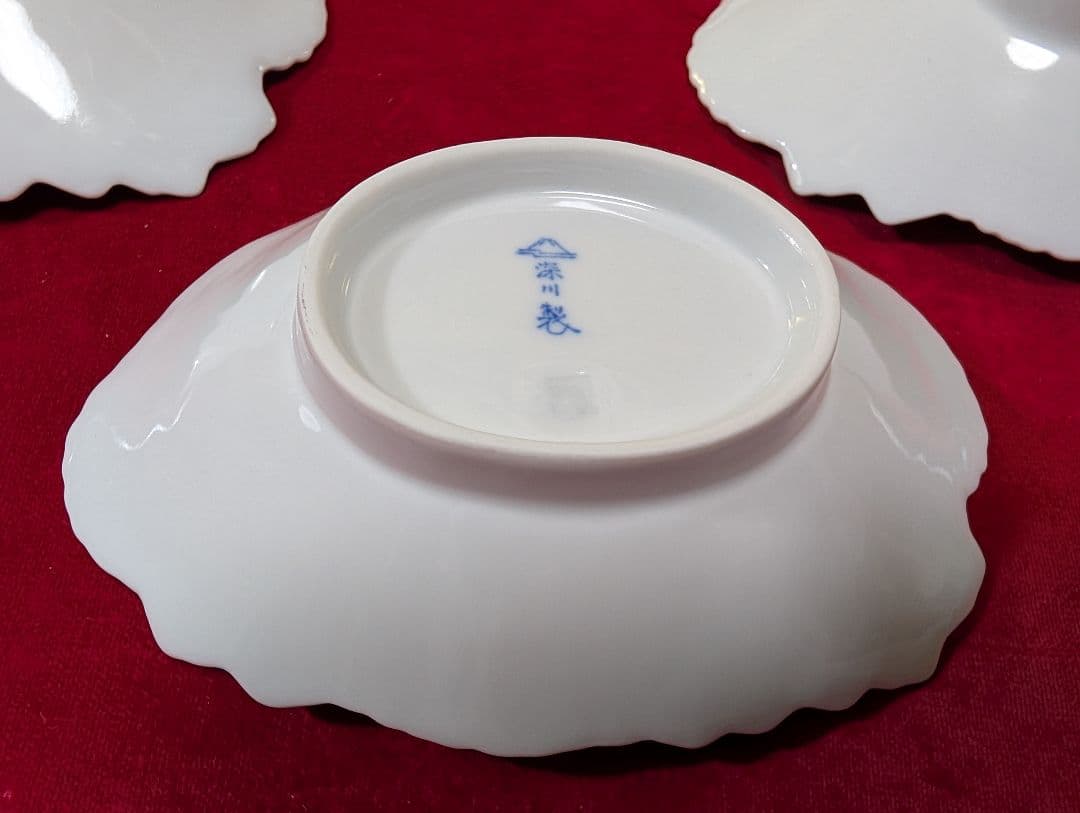 牡丹彫　取り皿一式　深川製磁