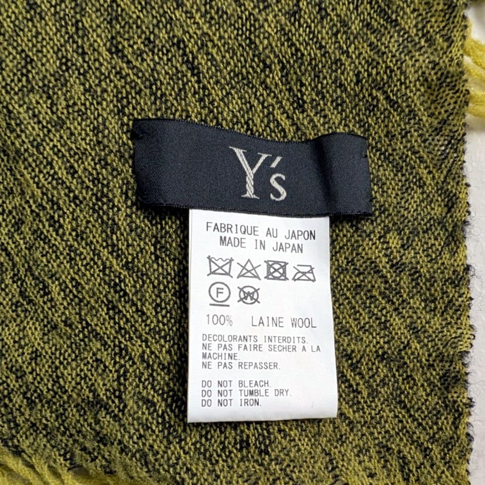 Y’s ヨウジヤマモト ウール100％ 3枚繋ぎ 配色切替 マフラー ストール