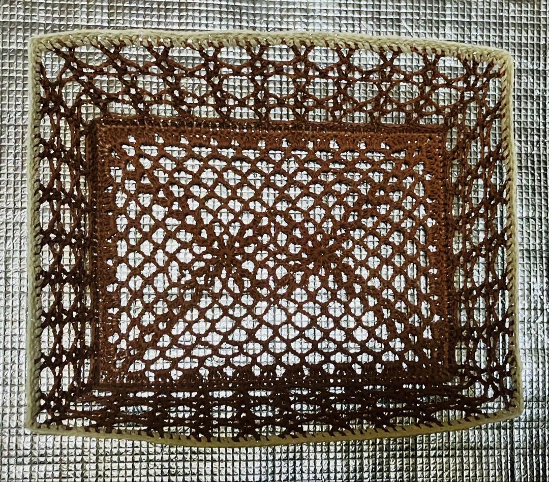 レース飾りかご　レーヨン製のレース編みがかわいいバスケット5個セット