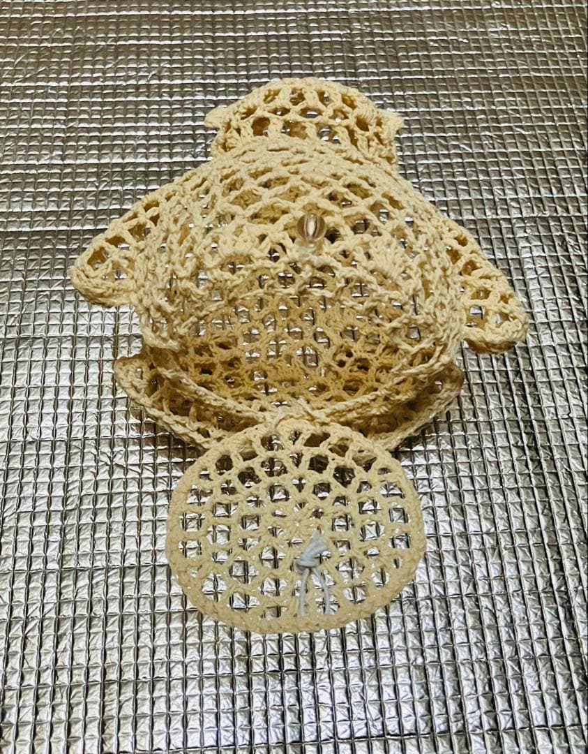 レース飾りかご　レーヨン製のレース編みがかわいいバスケット5個セット