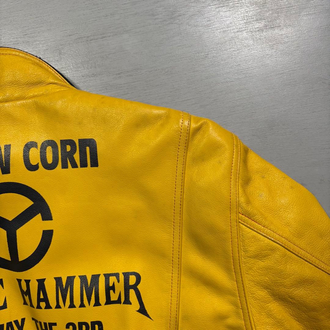 YELLOW CORN ライダースジャケット　牛革　本革　オールレザー　黄色　L