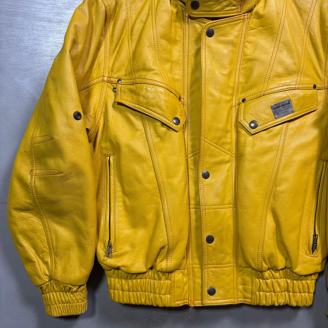 YELLOW CORN ライダースジャケット　牛革　本革　オールレザー　黄色　L