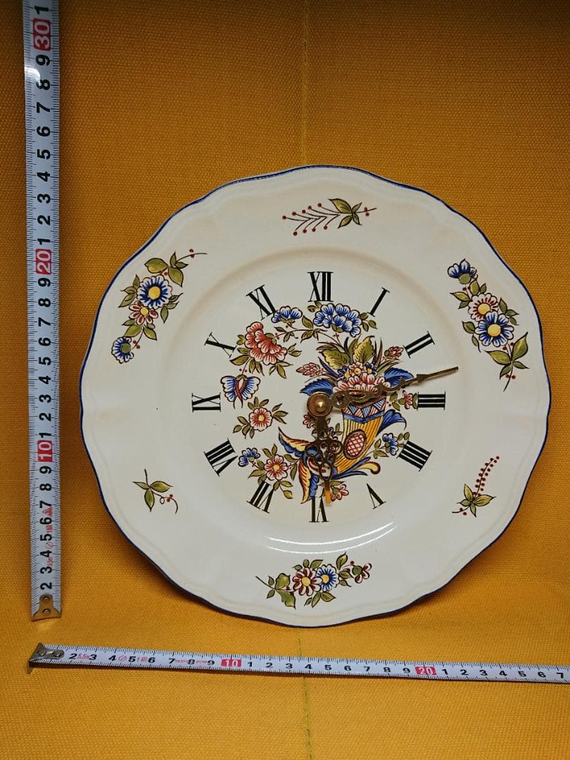 【美品】壁掛時計　陶器　ヨーロッパ　置物　インテリア　工芸品　美術品　A3396