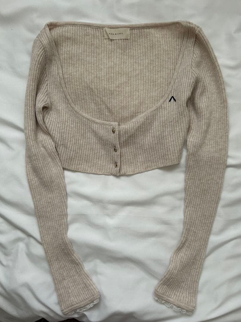 トップス andmary Brenda lace knit set beige