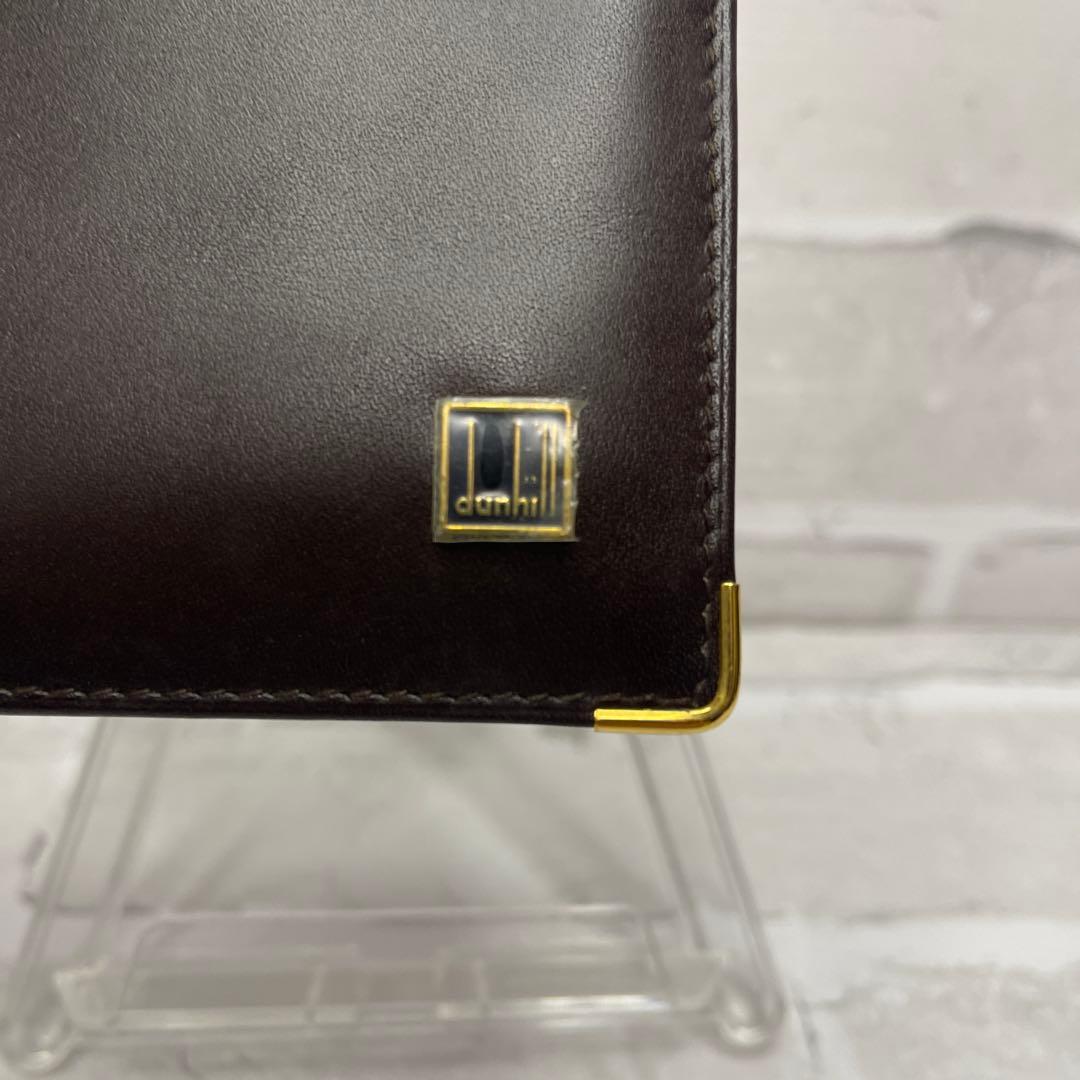 (未使用品)大人気、ダンヒル、折財布、オールレザー、人気色、茶、金ロゴ、高級感