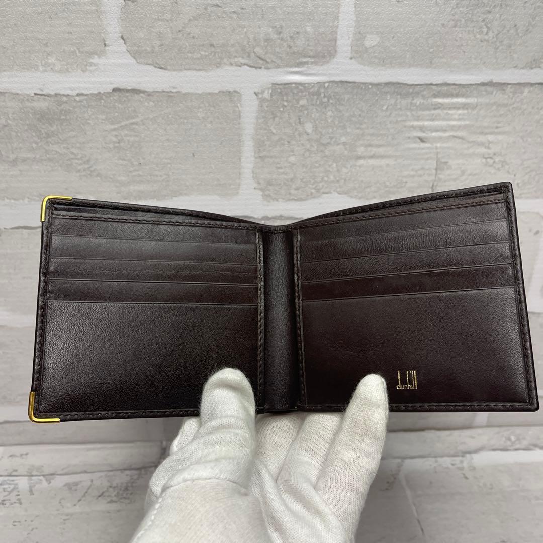 (未使用品)大人気、ダンヒル、折財布、オールレザー、人気色、茶、金ロゴ、高級感