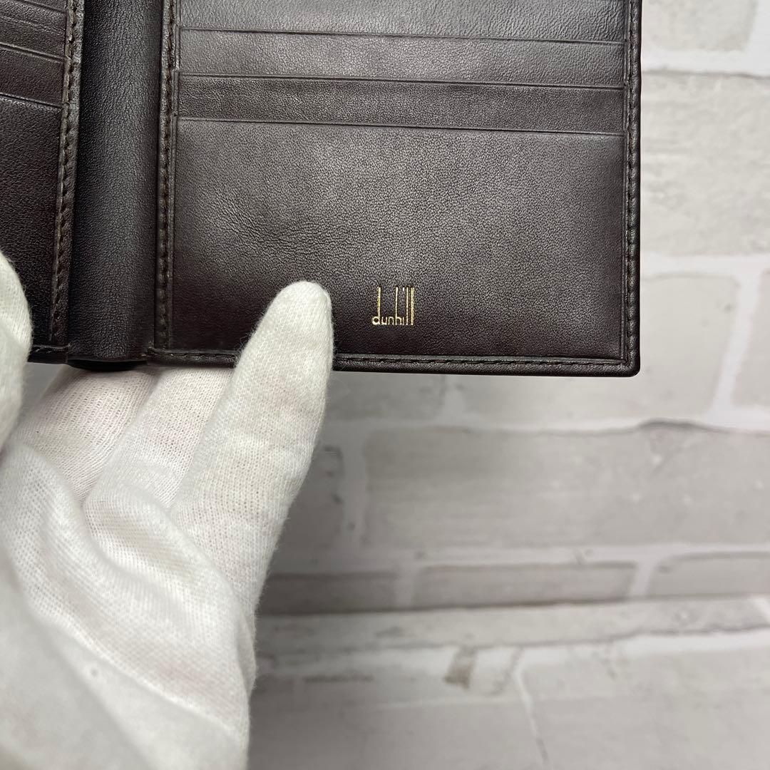 (未使用品)大人気、ダンヒル、折財布、オールレザー、人気色、茶、金ロゴ、高級感
