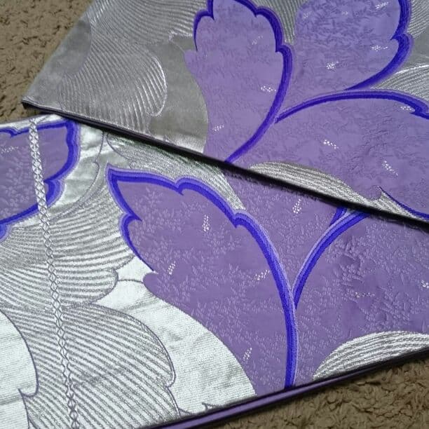 成人式用  袋帯  シルバー系