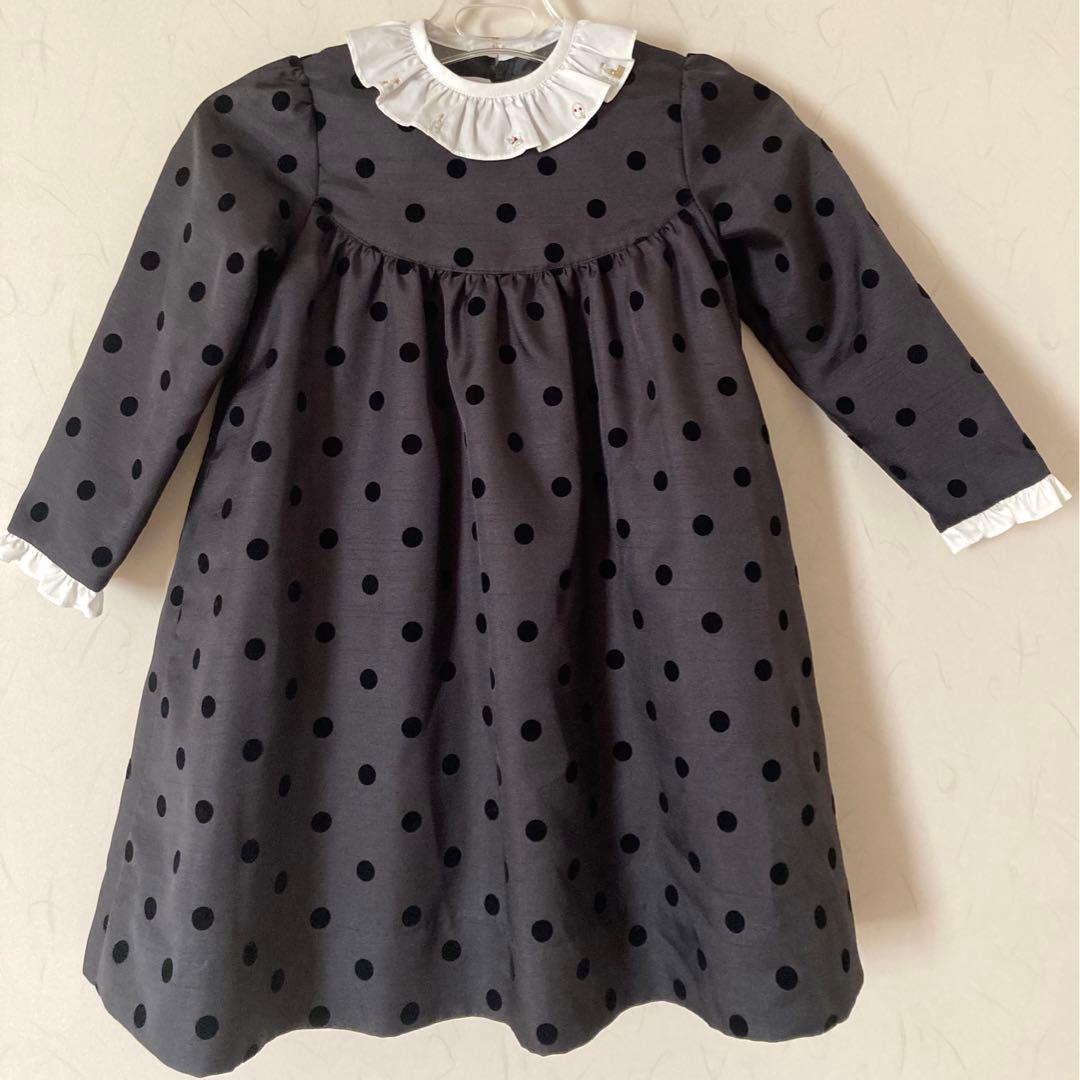 ★新品タグ付★ファミリア 110 ワンピース 長袖 フォーマル 黒 女の子