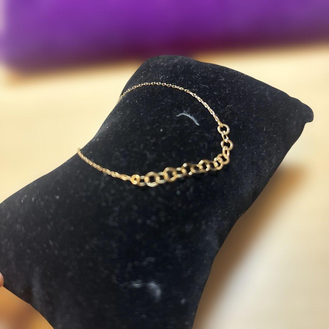 K18刻印のゴールドブレスレット チェーンリングデザイン