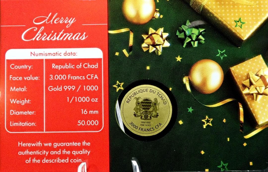 サンタ！幸運の兆し 純金製！コカコーラ 限定！公式COA 1/1000オンス