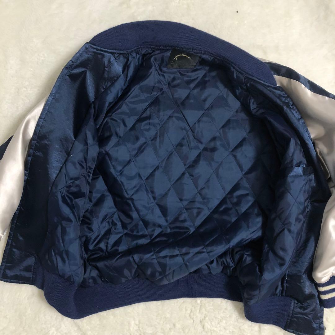 美品 スカジャン STRAY CATS ブルー×ゴールド 大きいサイズ　L