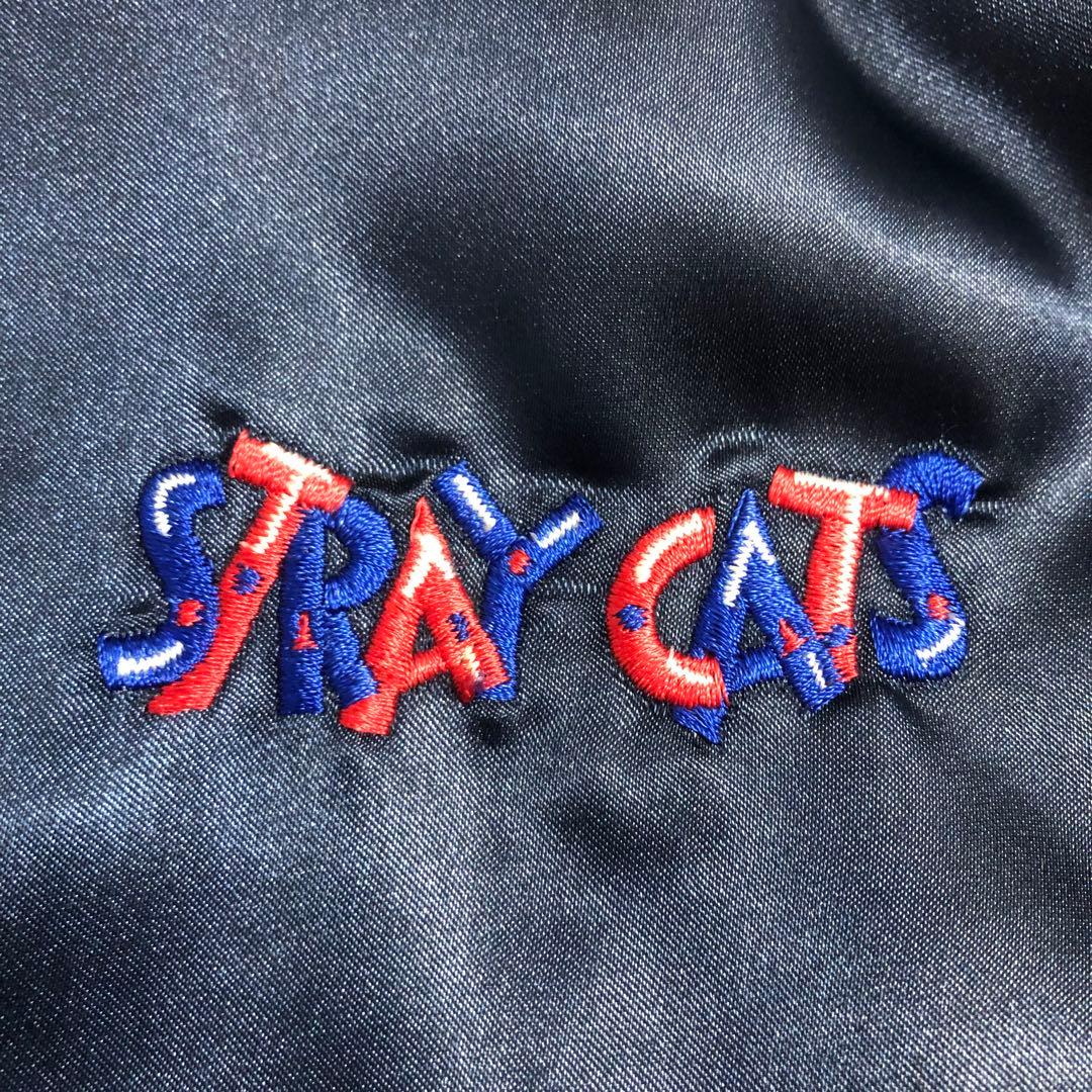 美品 スカジャン STRAY CATS ブルー×ゴールド 大きいサイズ　L