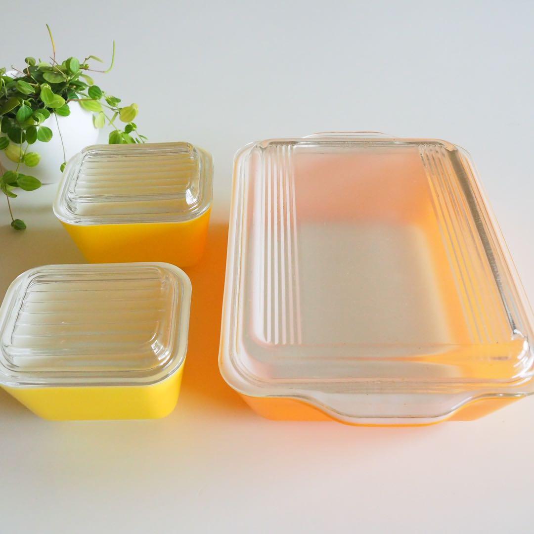 【再値下げ】【ヴィンテージ】オールドパイレックス　レフリジレーター3点セット