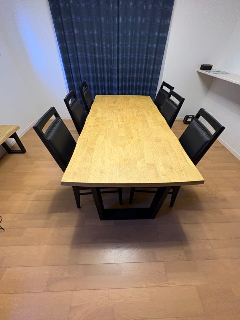 【引取り限定】木製長方形ダイニングテーブルと椅子6脚　ベンチセット