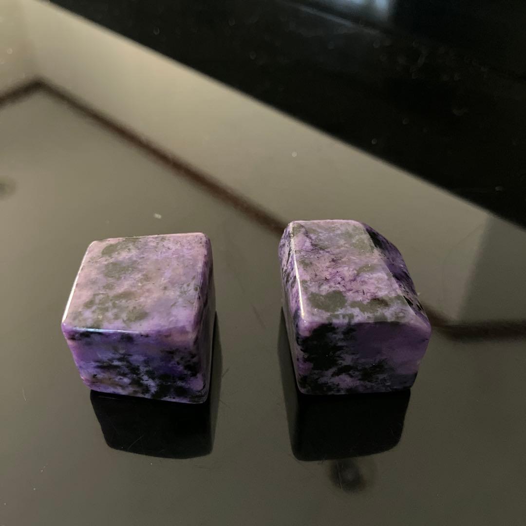 よしみさま専用チャロアイト　キューブ　2個セット　天然石置物　Z141