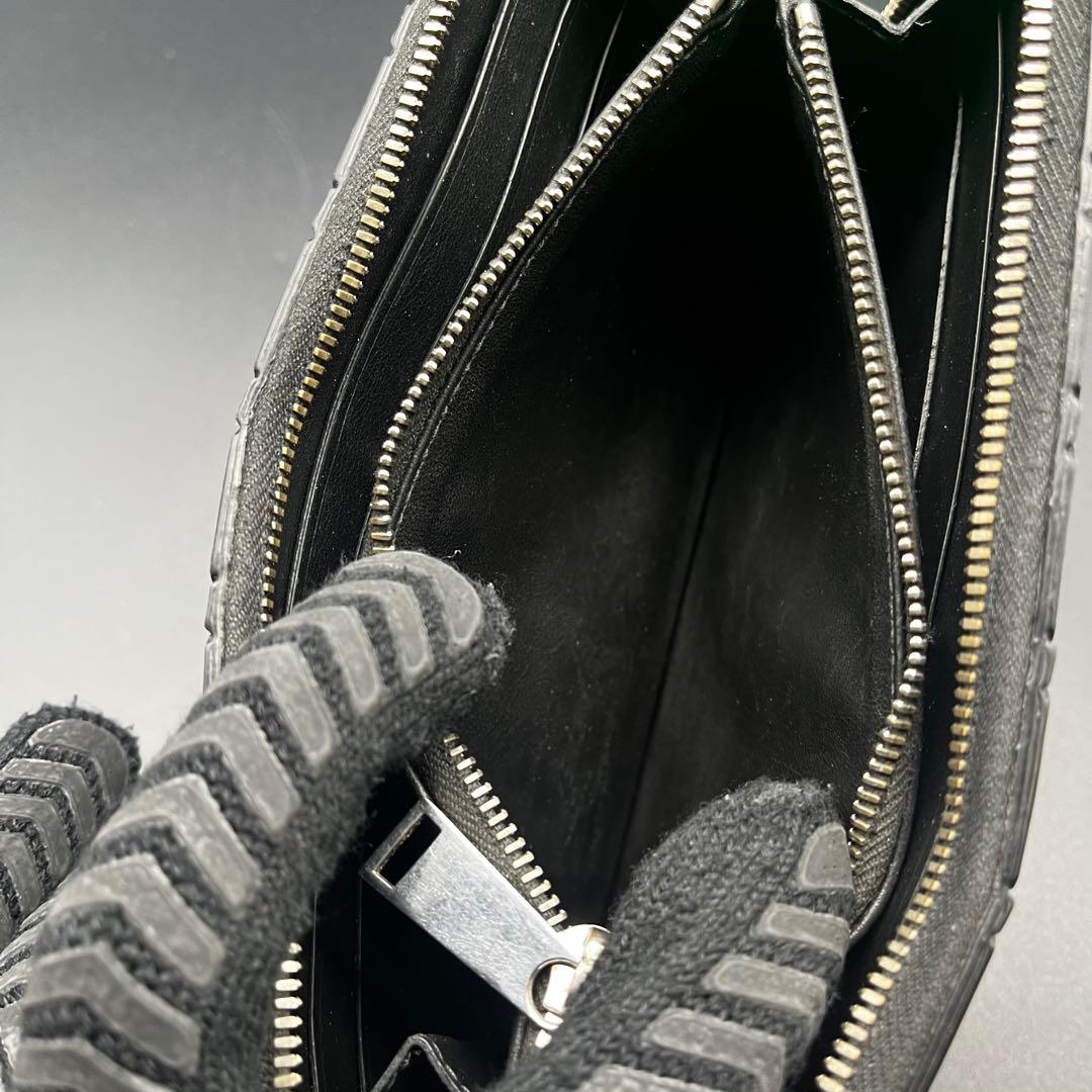 付属品有極美品✨ボッテガ 長財布 ラウンドファスナー ラバー イントレチャート黒