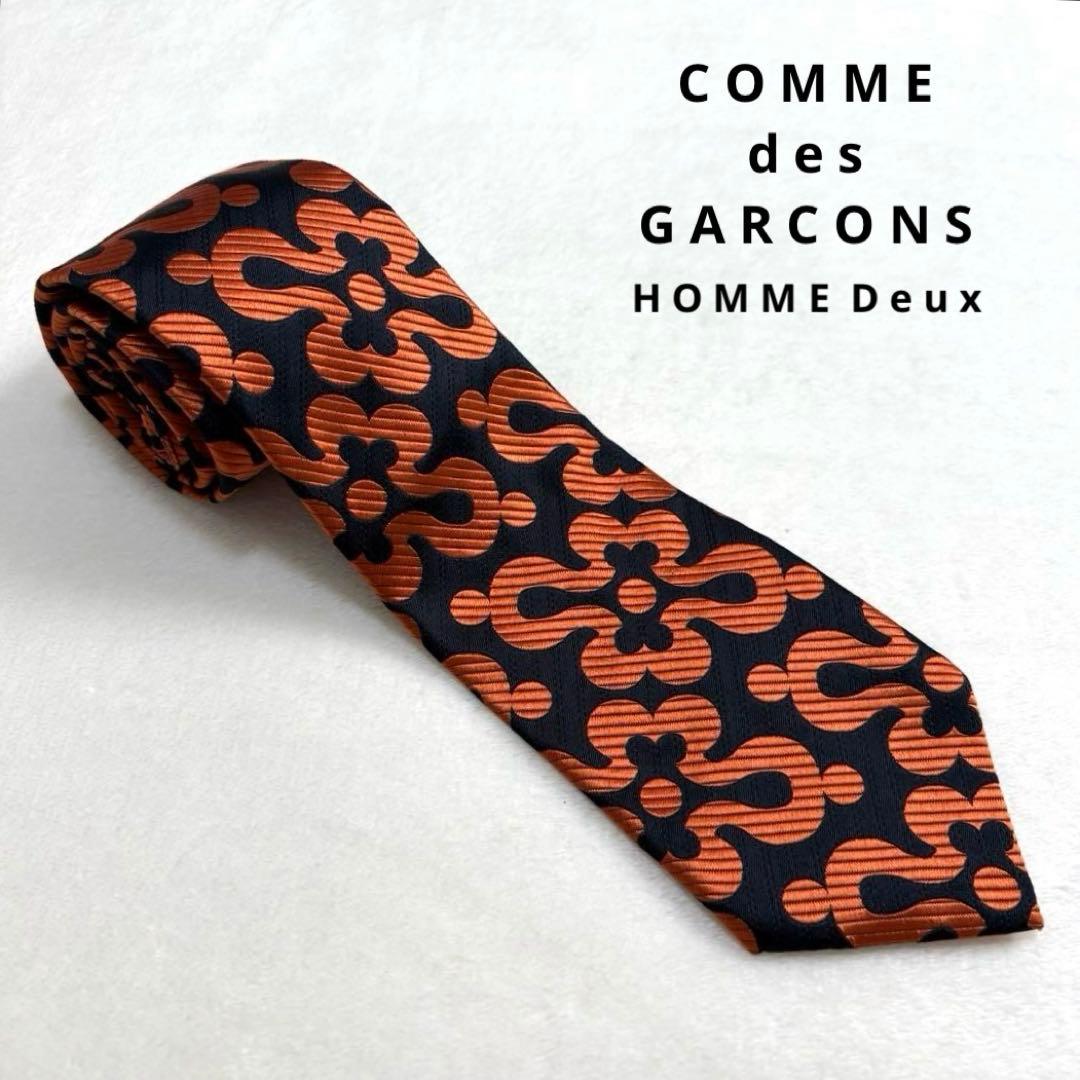 美品 コムデギャルソンオムドゥ ストライプ ネクタイ 幾何学柄