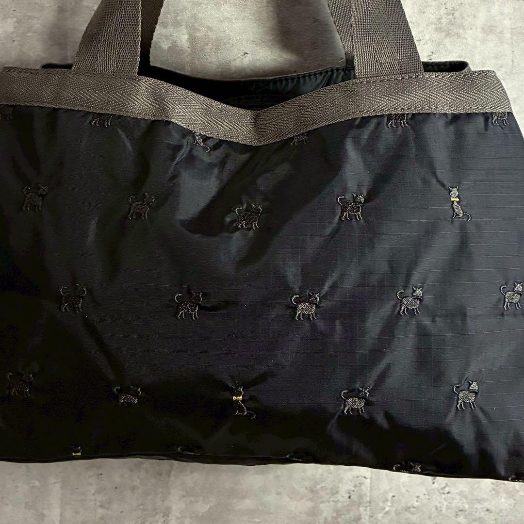 LeSportsac 　ボストンバッグ　 ポーチ　モリー　猫　ブラック　レスポ