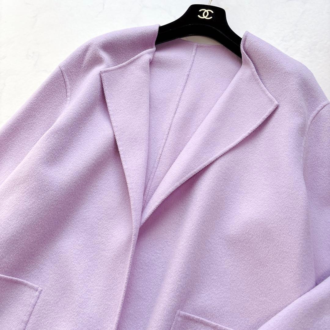 【23区】ウールカシミヤリバーコート　春カラー　ライラック　大きいサイズ　46