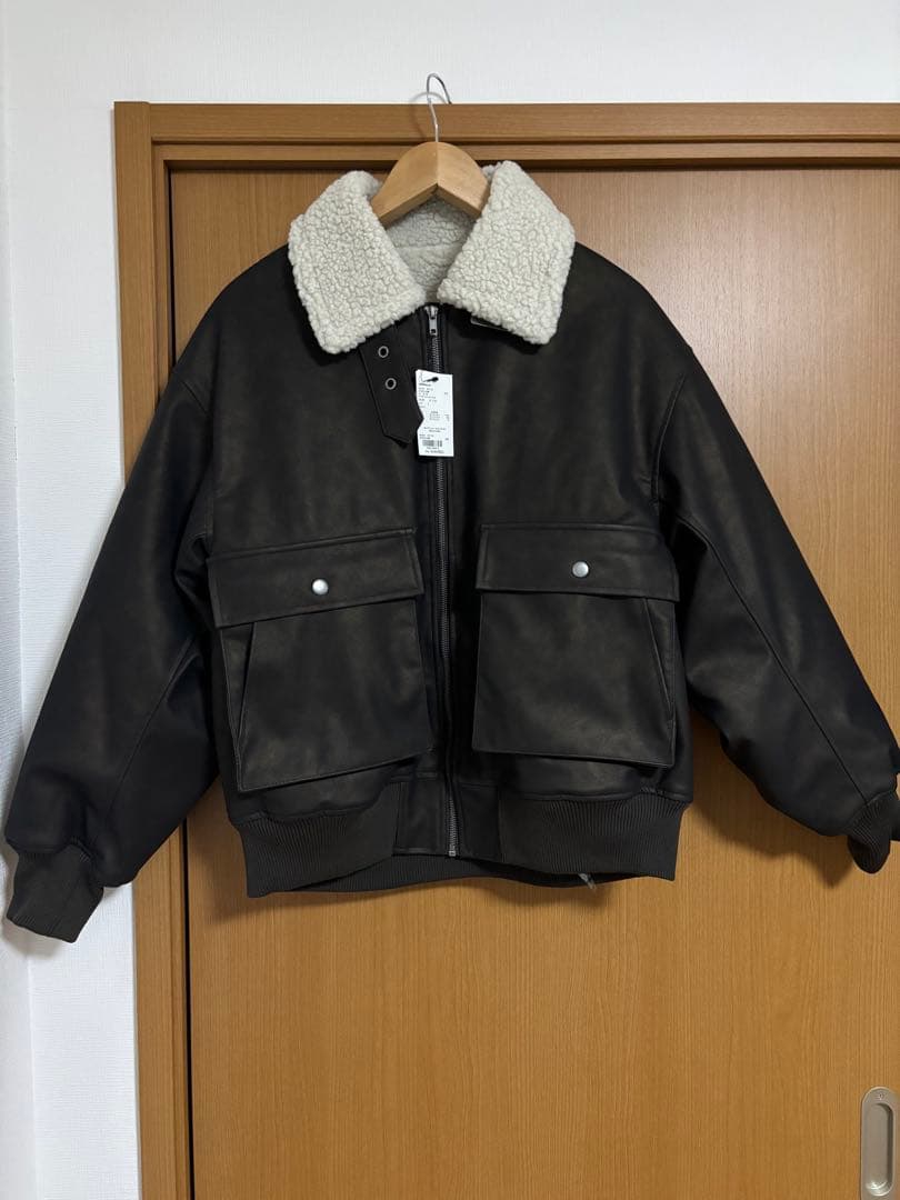 ⭐️新品未使用　sedacle 裏ボア合皮ブルゾン　ダークブラウン　Sサイズ