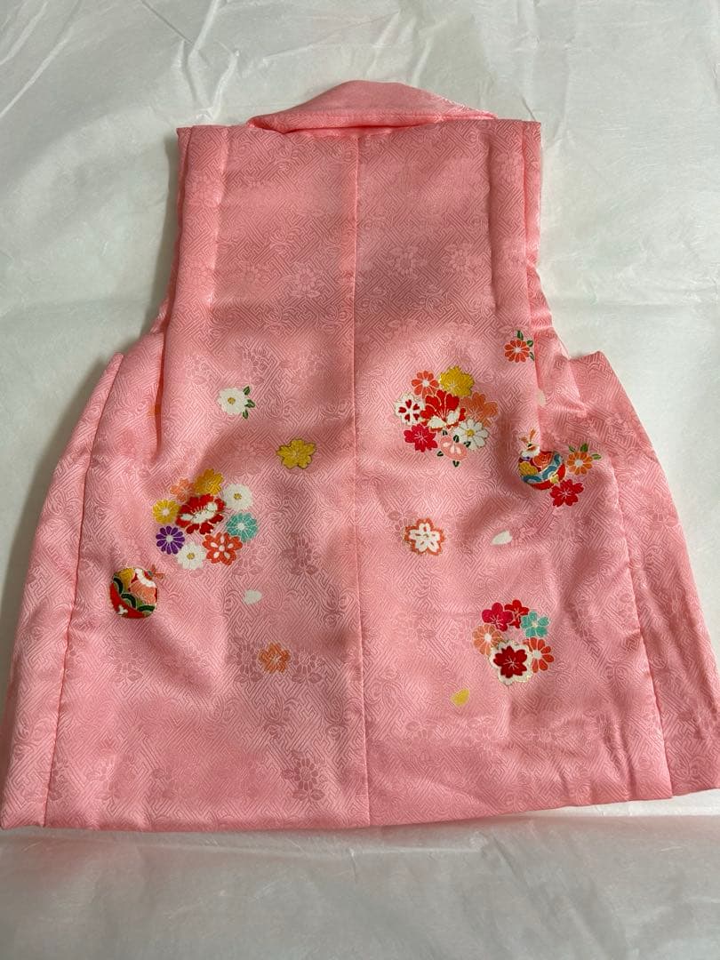 女の子七五三♡3歳♡ピンク 花柄刺繍 正絹高級お着物フルセット