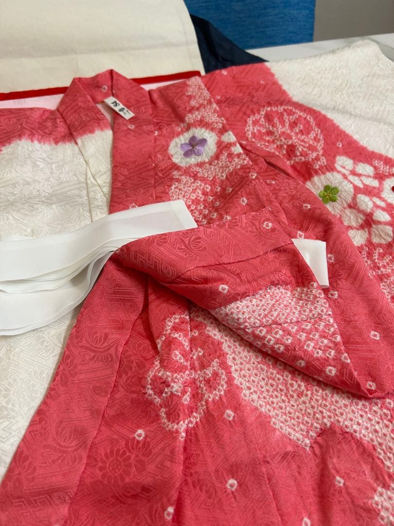 女の子七五三♡3歳♡ピンク 花柄刺繍 正絹高級お着物フルセット