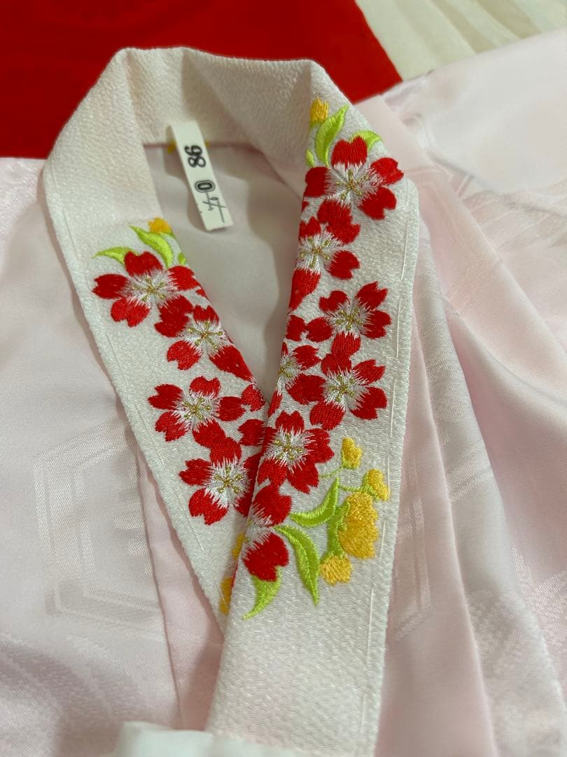 女の子七五三♡3歳♡ピンク 花柄刺繍 正絹高級お着物フルセット